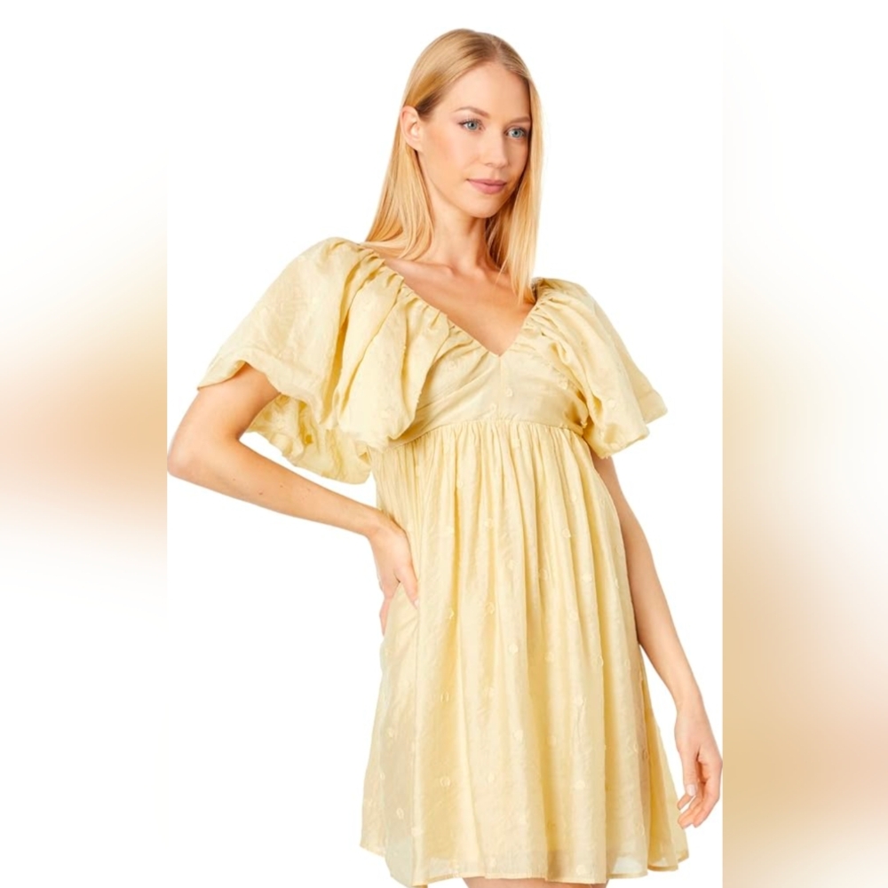 Moon River Light Yellow Mini Dress